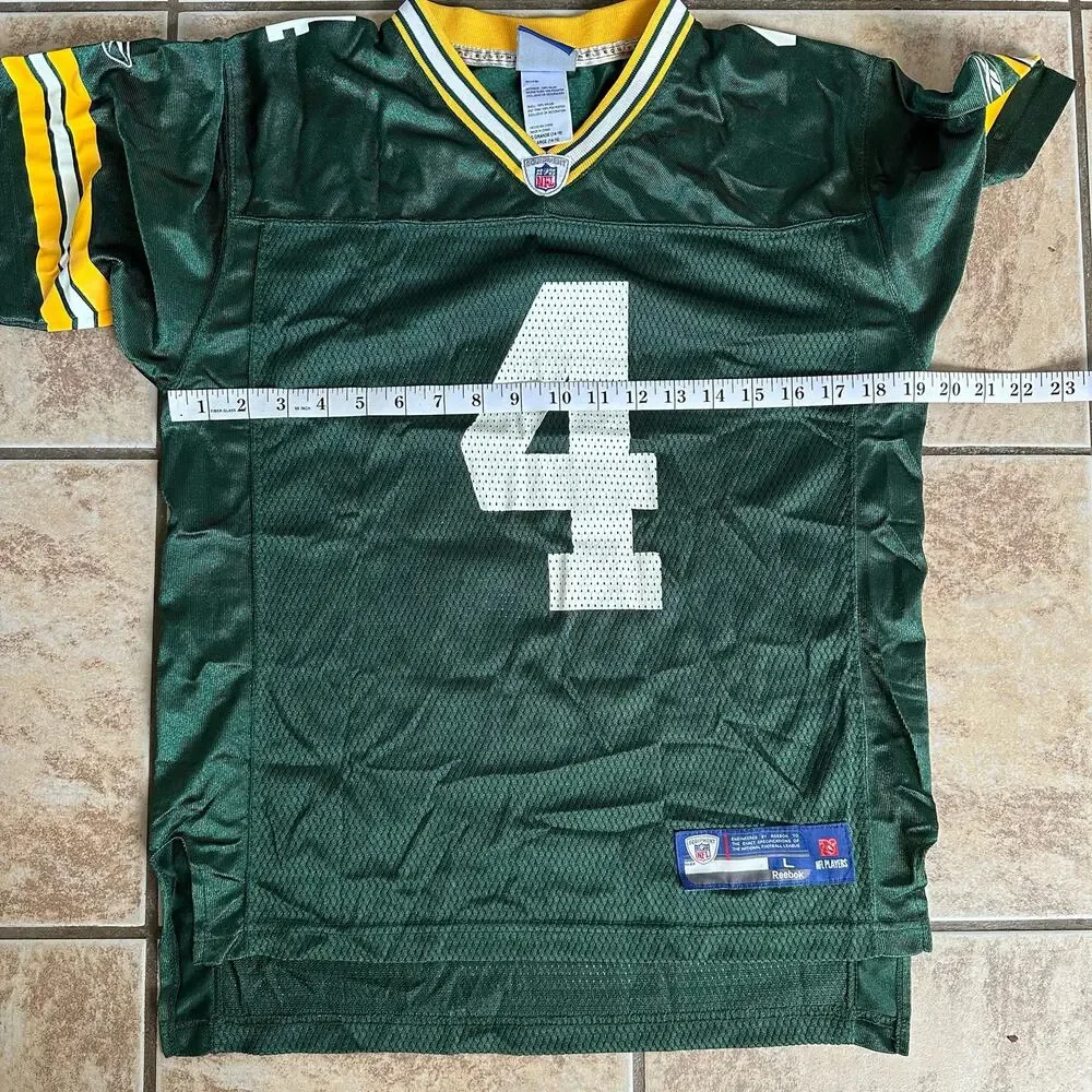 NFL Green Bay Packers Brett Favre Jersey Green On Field‎ Reebok Youth Size Large